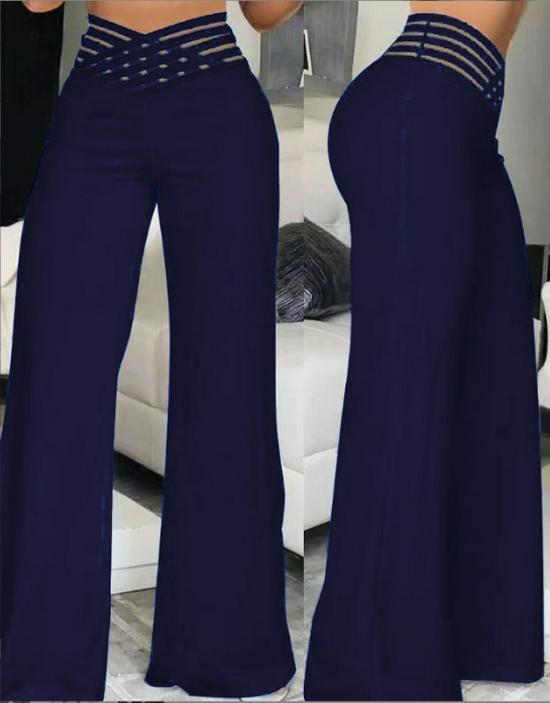 2023 Sommer Damenhose mit hoher Taille und weitem Bein und Hohlgürtel