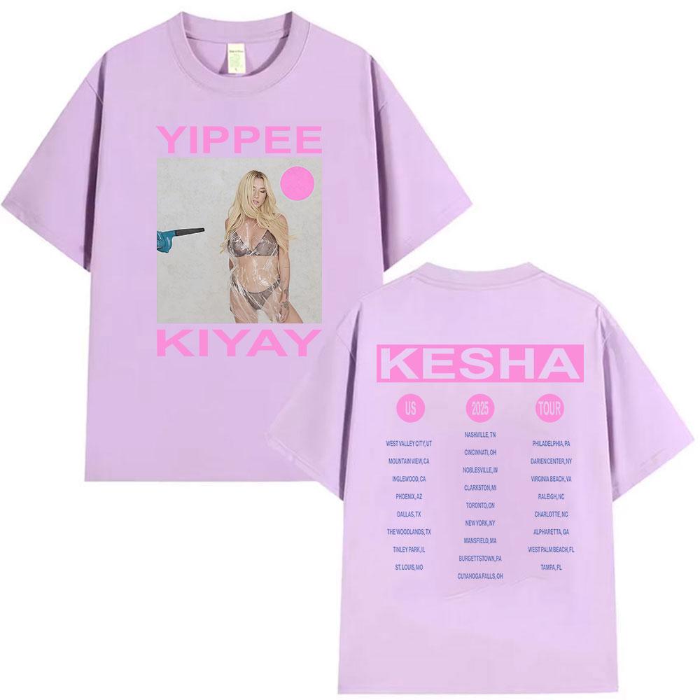 Kesha Yippee Kiyay Tour 2025 T Shirt Unisex Women Aesthetic Fashion Short Sleeve Tshirts Casual Retro High Quality Cotton Tshirt