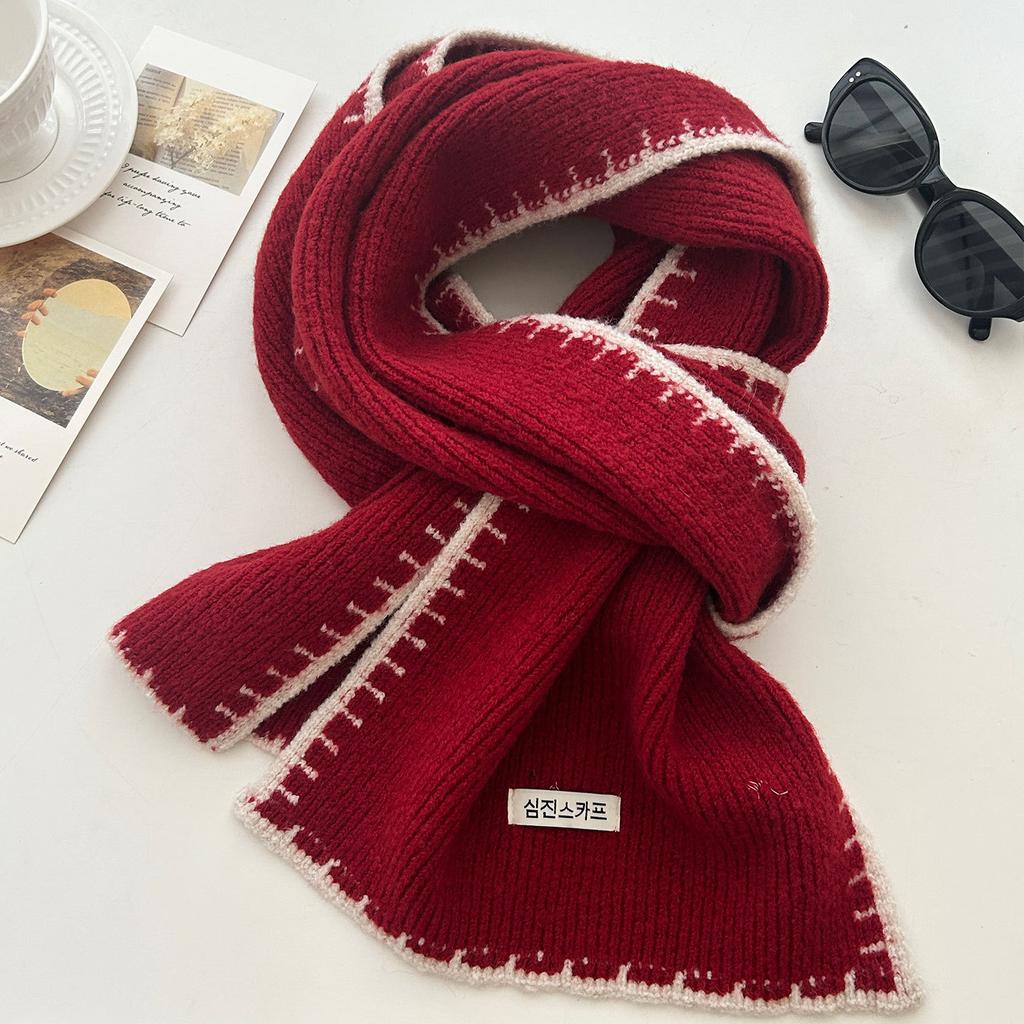 New women's autumn and winter knitted edge lock high-end Korean version atmosphere versatile warm soft waxy scarf