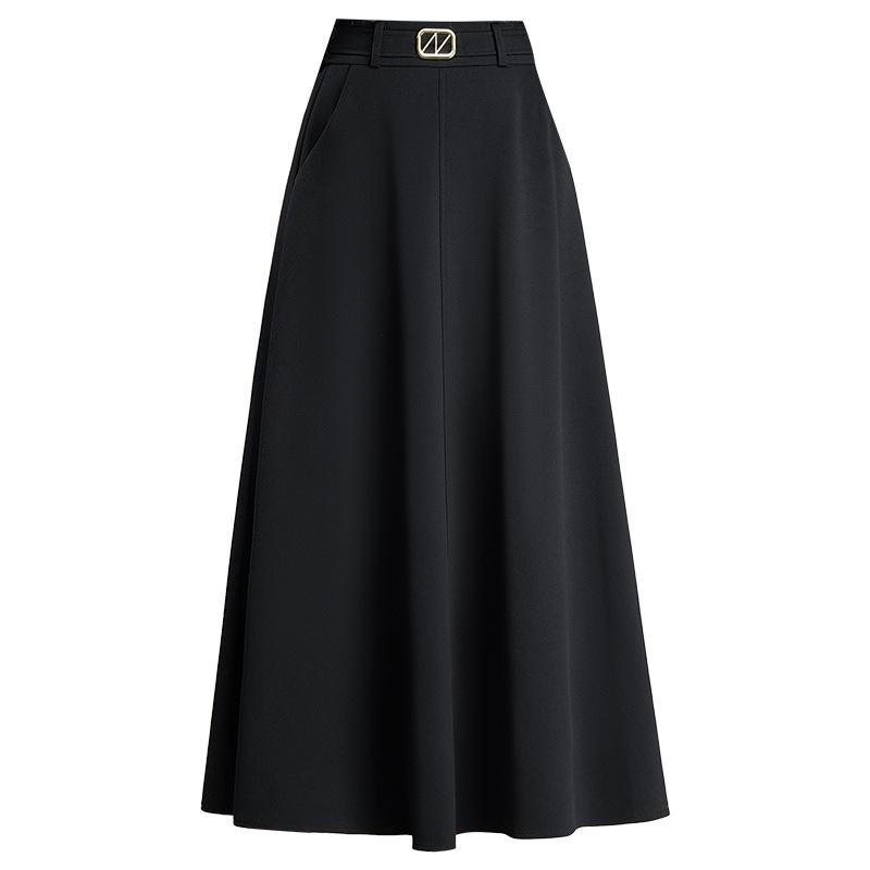 High-Waisted Black Wool A-Line Midi Skirt - Winter 2025 Edition