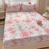 Pink Blooming Flowers Pattern Fitted Sheet Set 3Pcs Romantic Skin Friendly Comfortable Soft Mattress Cover with Elastic Band