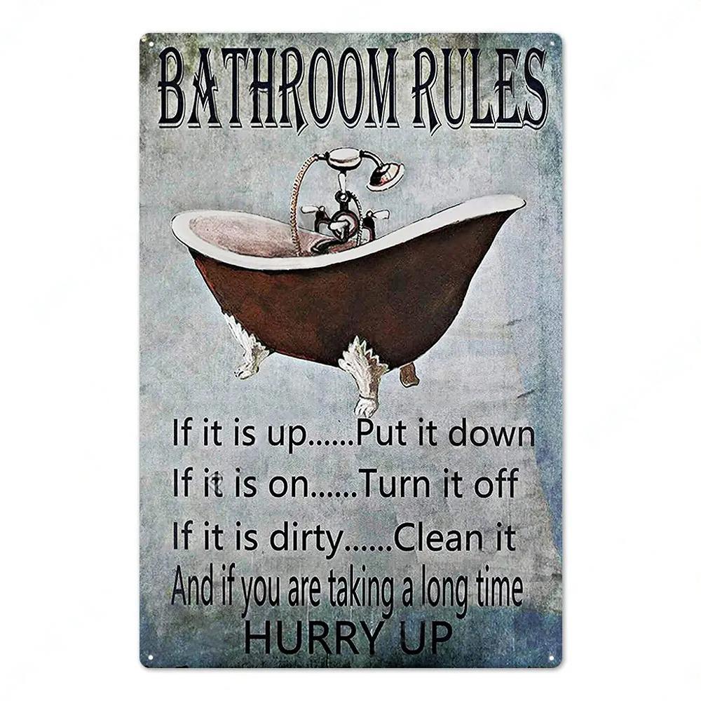 Toilet Sign Vintage Funny Metal Posters Tin Sign WC Lavatory Toilettes Wall Art Bathroom Restroom