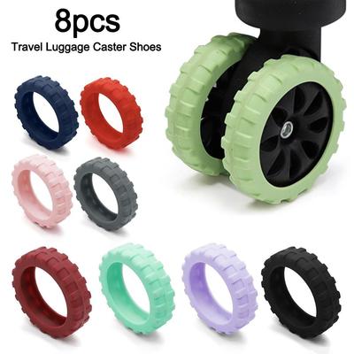 Ensemble de 8 pièces Chaussures de Roulettes de Bagage de Voyage en Silicone avec Son Silencieux Pièces de Valise Essieux Couvercle de Roulettes de Chariot Réduire le Bruit