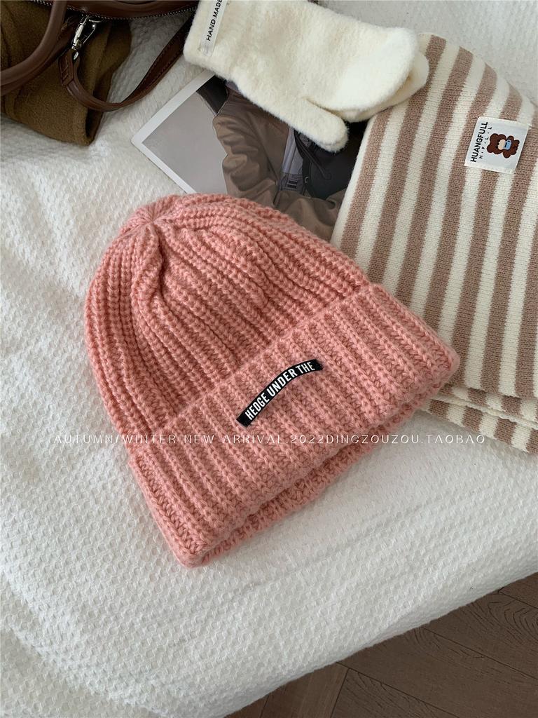 Warm Soft And Womens Acrylic Knit Beanie Trendy Winter Hat With Letter Design