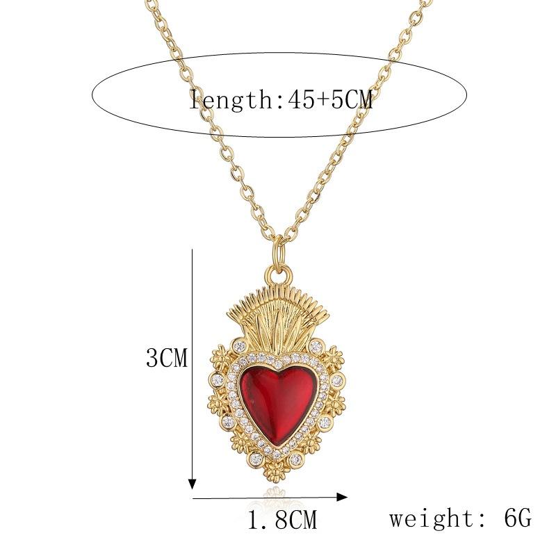 Love Wings Pendant Necklace for Women, European and American INS Fashion Versatile, Copper Plated Real Gold Zircon Drip Oil