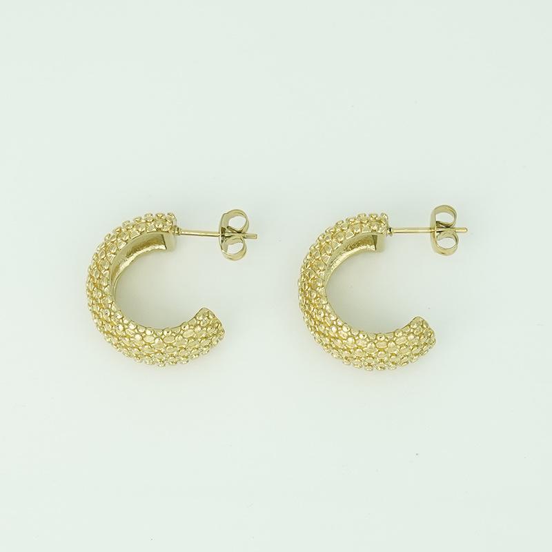 Stainless Steel Earrings European and American Jewelry 18K Gold Stud Earrings Real Gold Electroplated Versatile Ear Jewelry