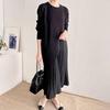 TOWYYO Long Korean Long Round Perfect for Relaxed Fits All Seasons Women's Dress, Style, Simple, Sleeve, Collar, Knit, Pleated, Breathable, Commuting,