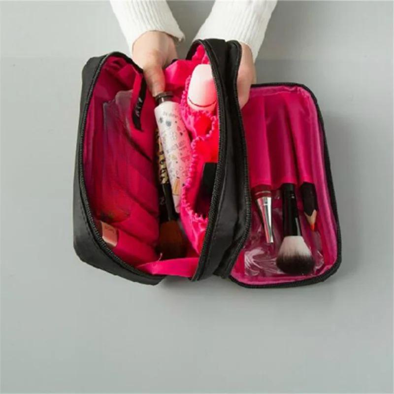 Black Mini Make Up Bag For Female Designer Travel Storage Bag For Daily Doule Zipper Small Cosmetic Bags