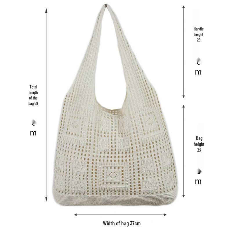 Women's Large Capacity Solid Color Knit Shoulder Bag - Casual Vacation Style, Versatile and Stylish.