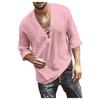 Designer Spring Summer Men's Casual Cotton Linen Solid Color Long Sleeve Shirts Loose Stand Collar Shirts