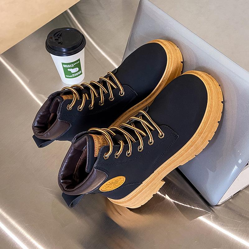 

Рабочие ботинки с толстой подошвой, женские, новые, осенние, легкие, ботильоны Bumblebee Can t Kick 40 чёрный