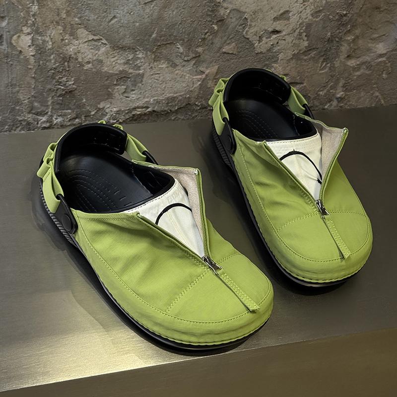 

2025 Новые мужские лоферы слипоны 38-46, цветная ткань, повседневная обувь на молнии и толстой нескользящей подошве для ежедневного модного комфорта 46 яблочный зеленый