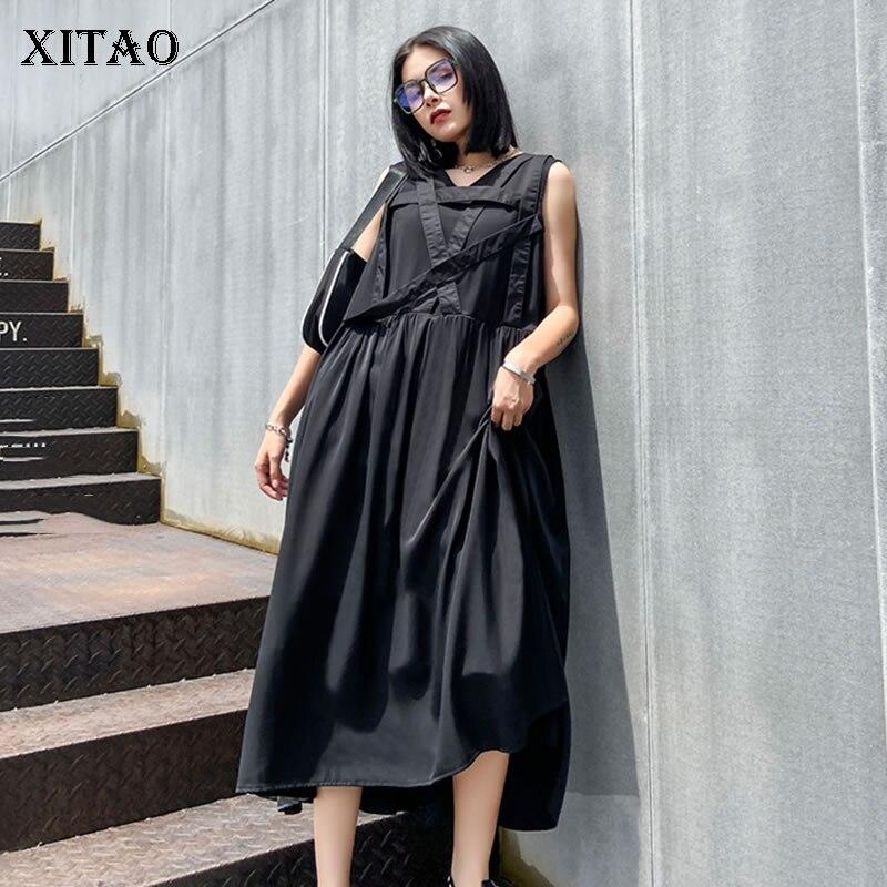 

Черное платье без рукавов XITAO Fashion ZP1590