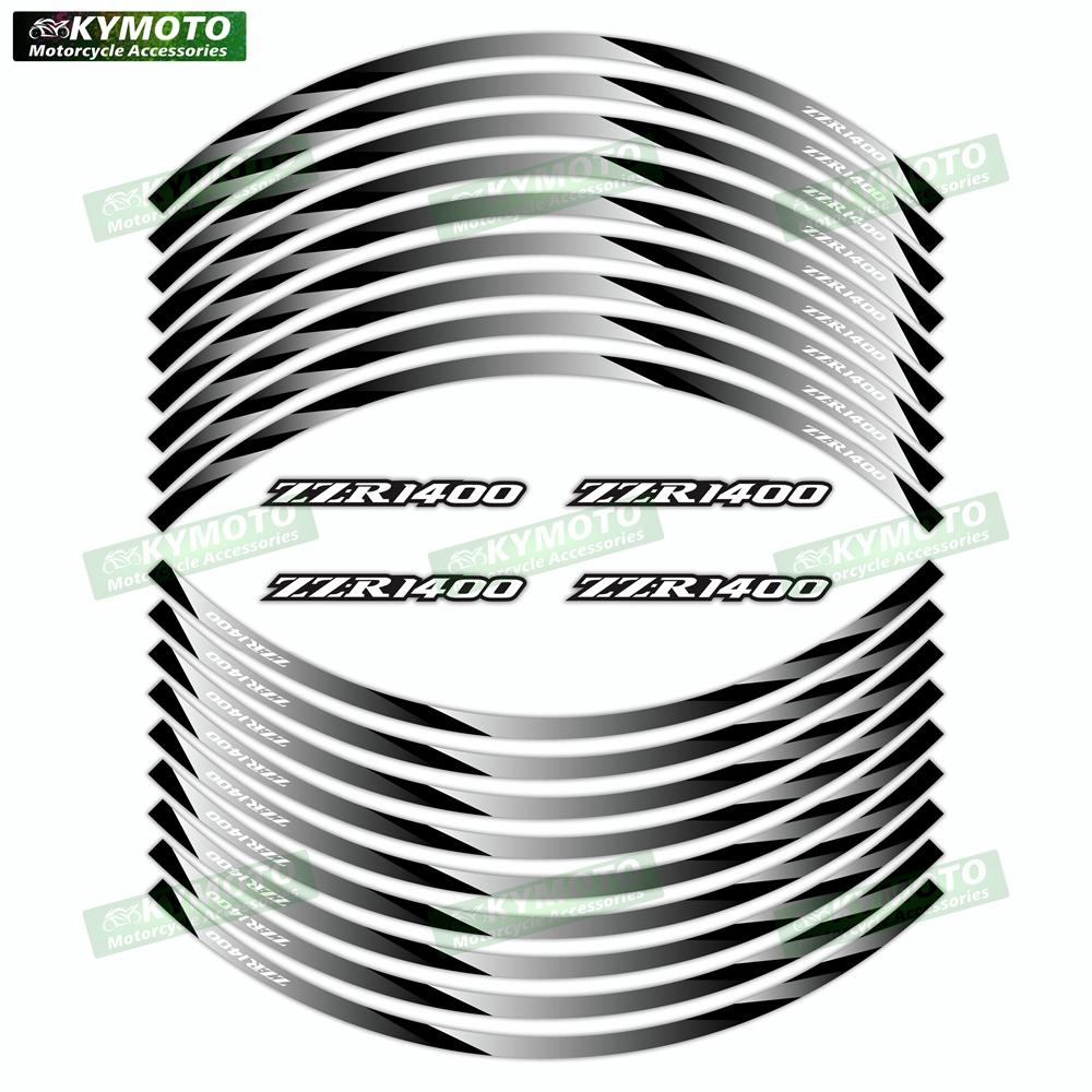 For NINJA ZZR1200 ZZR1400 ZZR1100 motorcycle 17 inch front and rear wheel decals reflective rim stickers decoration