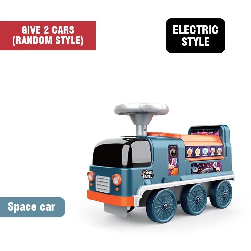 

2 In 1 Electric Fire Truck Slide Car Can Drive Police Space Kids Toy Sets Seatable Track Parking Stroller Education Walker Boy Gifts