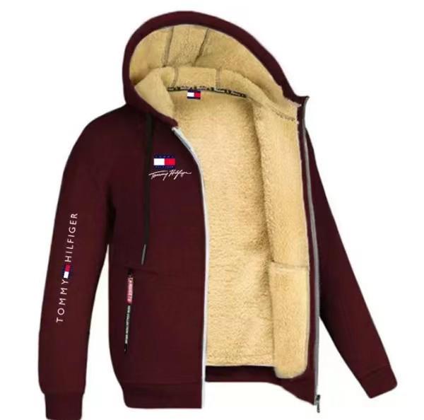 Men's Lamb Fleece Hoodie: Velvet-Lined, Thickened, Autumn/Winter, Casual Sportswear Jacket