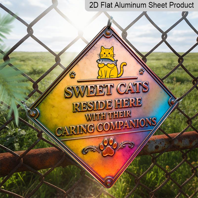 2D Flat - 1pc Design Featuring A Cat Companionship Theme, This Vintage Metal Sign, Makes A Perfect Home Decor Gift for Cat Lovers, Suitable for