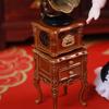 Puppenhaus Miniatur Retro Grammophon mit Musik Mini Phonograph Schallplatte Simulation Grammophon Kunsthandwerk Home Modell Spielzeug Dekor