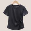 Kink Irregular T-shirt Women's Summer Temperament Is Thin and Chic Round Neck Short-sleeved Top