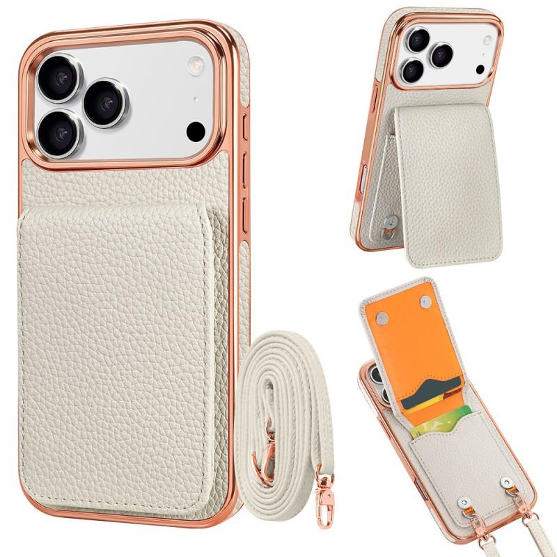 Slim PU Leather Phone Case With Card Slot Lanyard Crossbody Strap IPhone 18 Pro Max 17 16