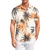 Men’s Casual Short Sleeve Collared Shirt with Floral Print for Outdoor and Wear Lightweight Comfortable Fit