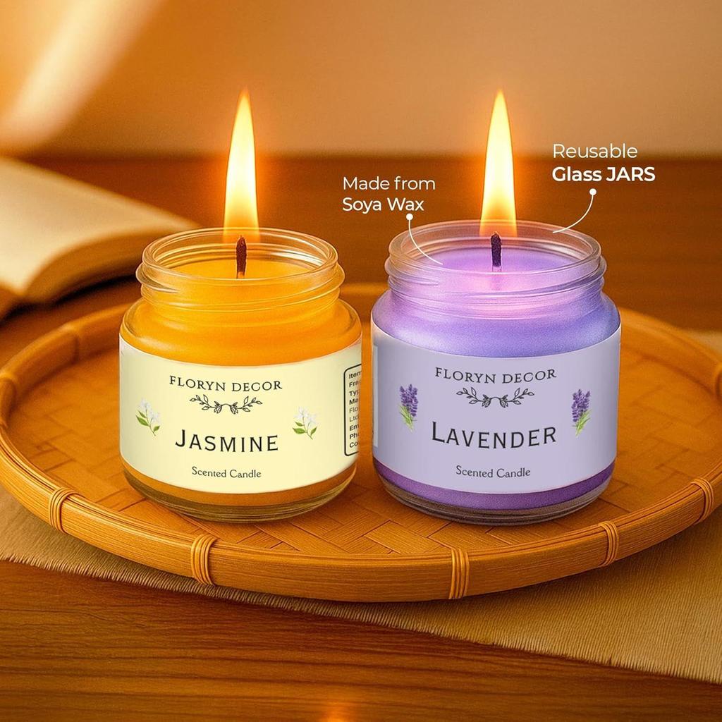 Floryn Decor Jar Scented Candles Gift Set | Scented Candle Set of 12 | Highly Fragranced Candles