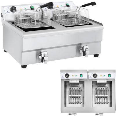 Double-chamber Commercial Fryer with Taps 230V 2x16L