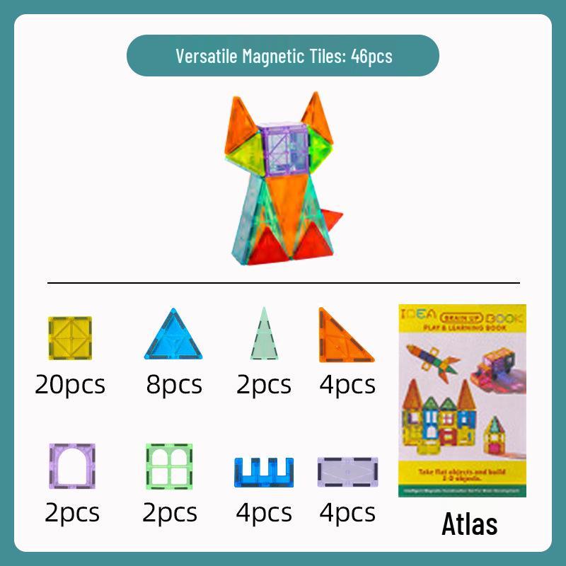 Stained Glass Magnetic Tile Set: Strong, Fun Assembly Building Blocks for Early Education Ages 3-6