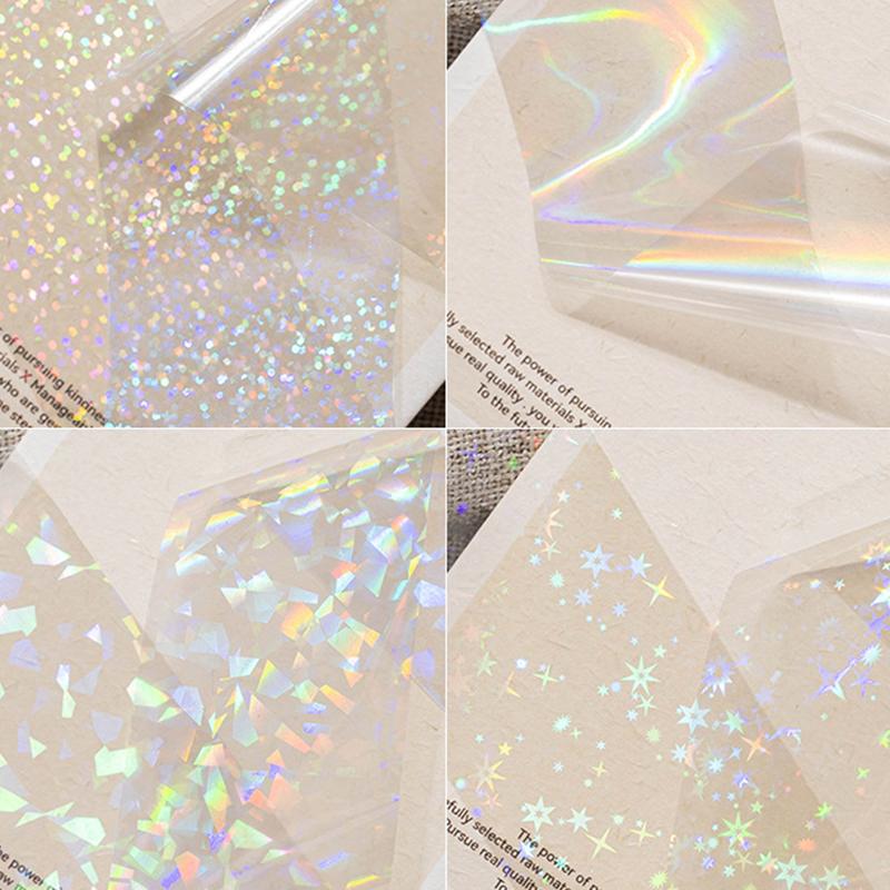 6/10 Rolls Laser Starry Sky Transfer Foils Aurora Glass Paper Foil Nail Sticker For Gel & Cat Eye Polish Transfer Decals Diy Nai