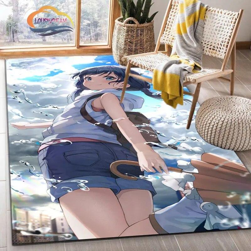 Latest Animated Suzume Anime Carpet 3D Printing Decorative Floor Mat for Children and Girls Living Room Bedroom Sofa Area Rug