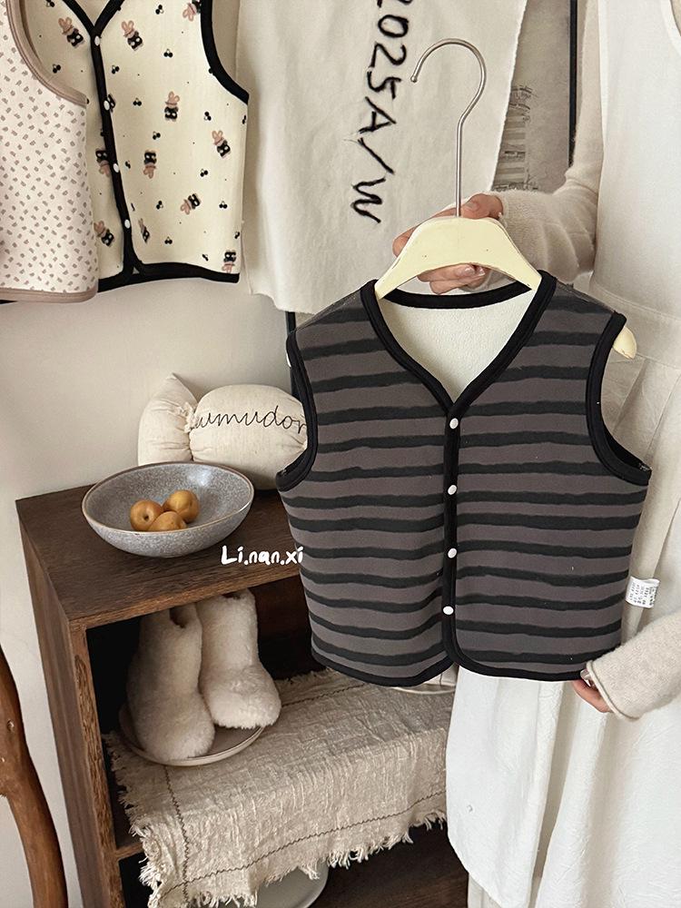 88301 Kids' Fashionable Fleece Vest - 2025 Autumn/Winter Warm Sleeveless Jacket