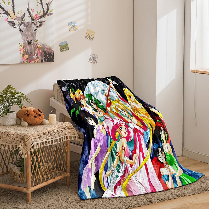 Cartoon Beautiful Girl War Series Double-Sided Flannel 3D Digital Printing Blanket, Blanket