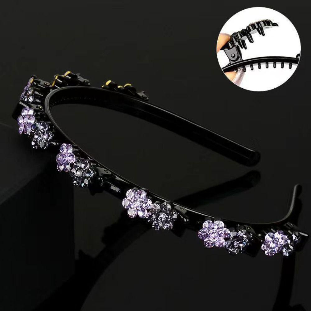 Pflaumenblüten Strass Pony Clip Stirnband Elegant Glänzend Blume Haarreif Vier Jahreszeiten