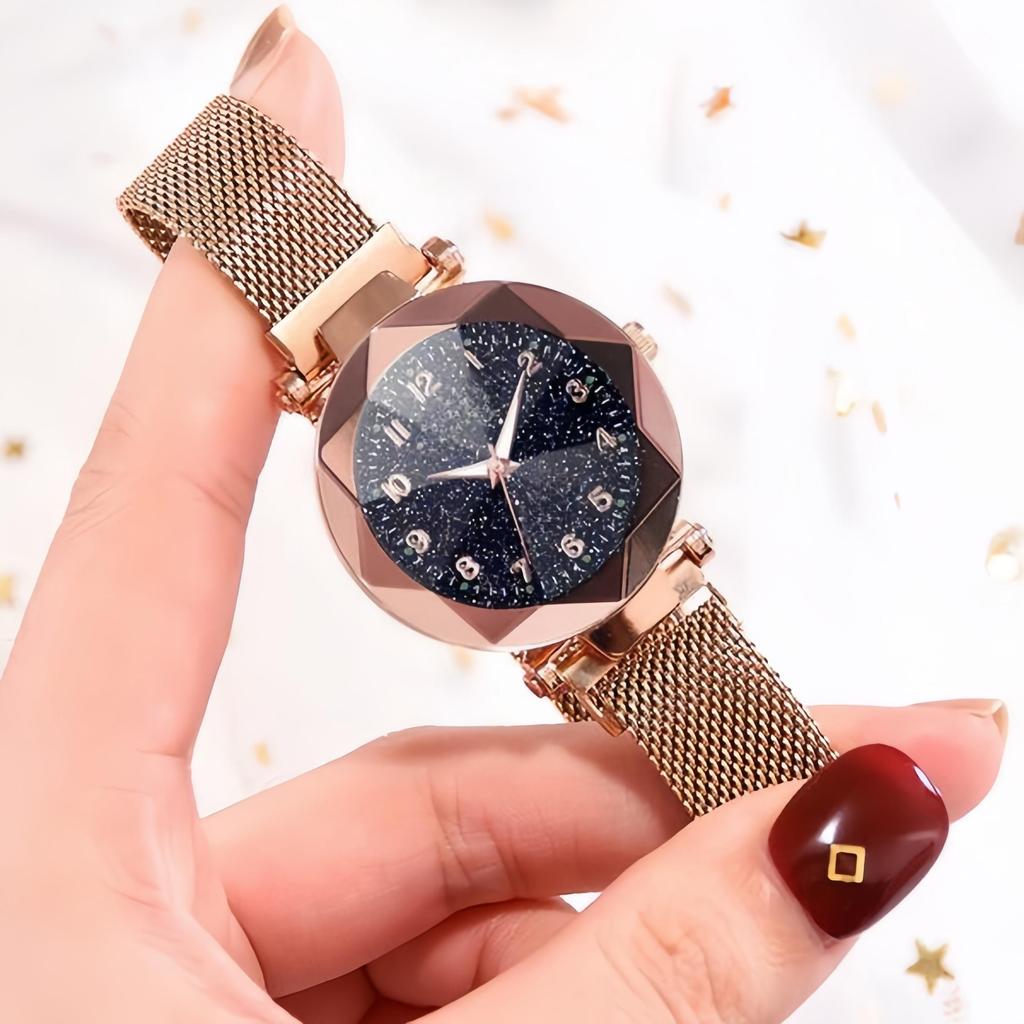 Orologio da Donna Cielo Stellato Quadrante Luminoso Chiusura Magnetica Orologio da Polso al Quarzo Moda Casual Orologio Bracciale
