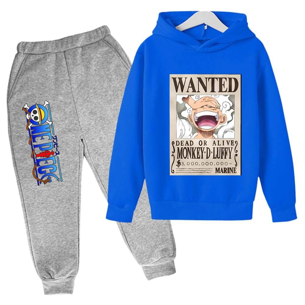 Hot One Pieces Hoodie Set Kids Luffy Clothes Boys Girls Clothing Children's Jersey Sports Suit Autumn Hoodie Pants 2-piece Set