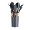 12-Piece Non-Stick Silicone Kitchen Utensil Set with Wooden Handles - High-Temperature Resistant Spoons and Spatulas