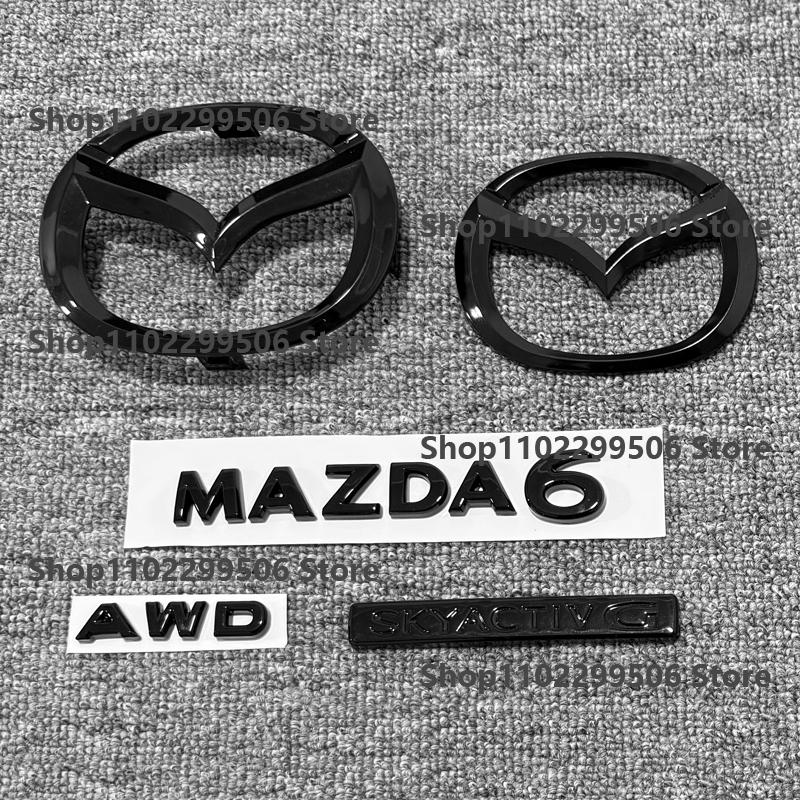 ABS black Auto Logo For 2020 2021 2022 2023 Year Mazda 6 Atenza Badge Car Front Grille Rear Trunk Logo Badge Sticker SKYACTIV G