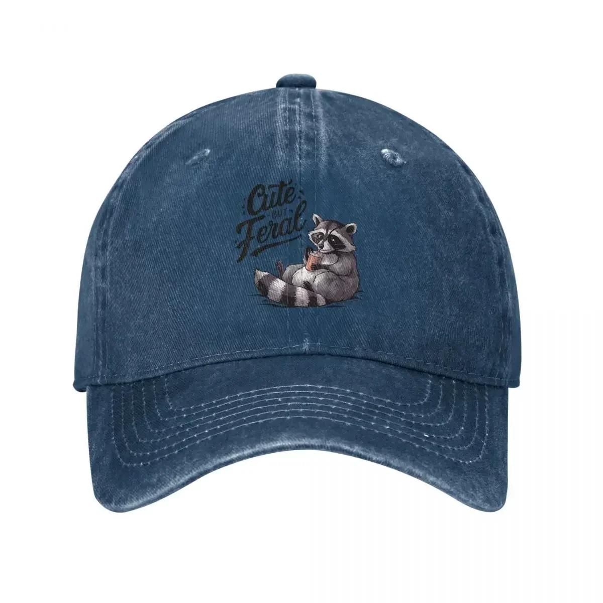 

Cute But Feral Panda Raccoon Men Women Baseball Caps Funny Animal Distressed Washed Caps Hat Casual Outdoor Adjustable Headwear One Size