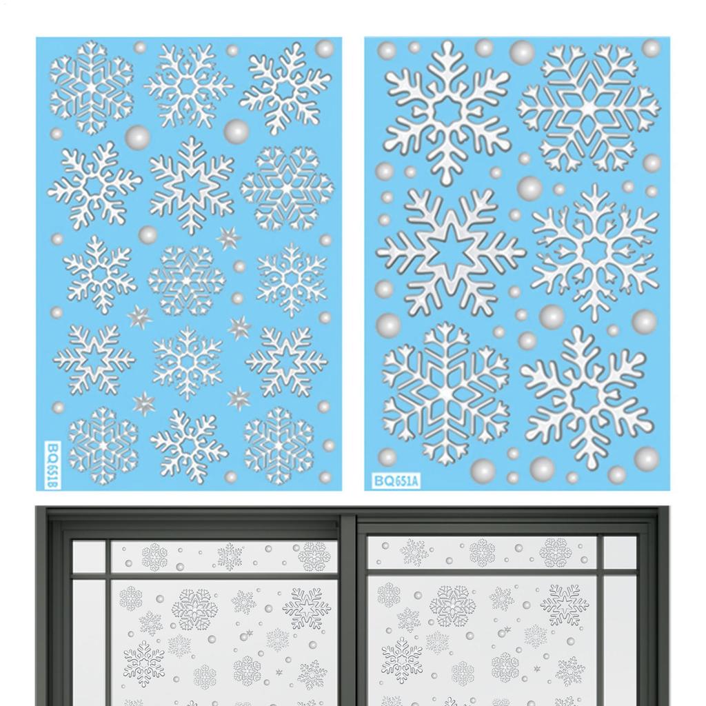 Christmas Window Stickers Static Reusable Home Decor Snowflake Window Stickers Holiday Decor For Glass Door Tile Bedroom