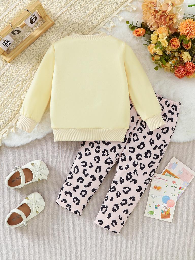 Girls Outfit Printed Long Sleeve Tops And Pants Children' Clothing Sets