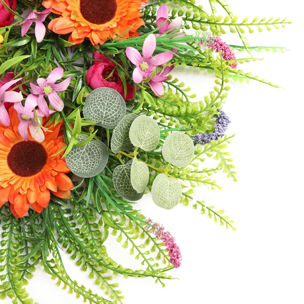 Artificial Yellow Sunflower Wreath Front Door Swag Wreath Spring Decoration Garland Rustic Home Party Window Wall Wedding Decor