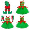 Elegant European And American Children's Christmas Elf Costume For Parties And Performances Red And Green Net Tulle Christmas Tree Skirt