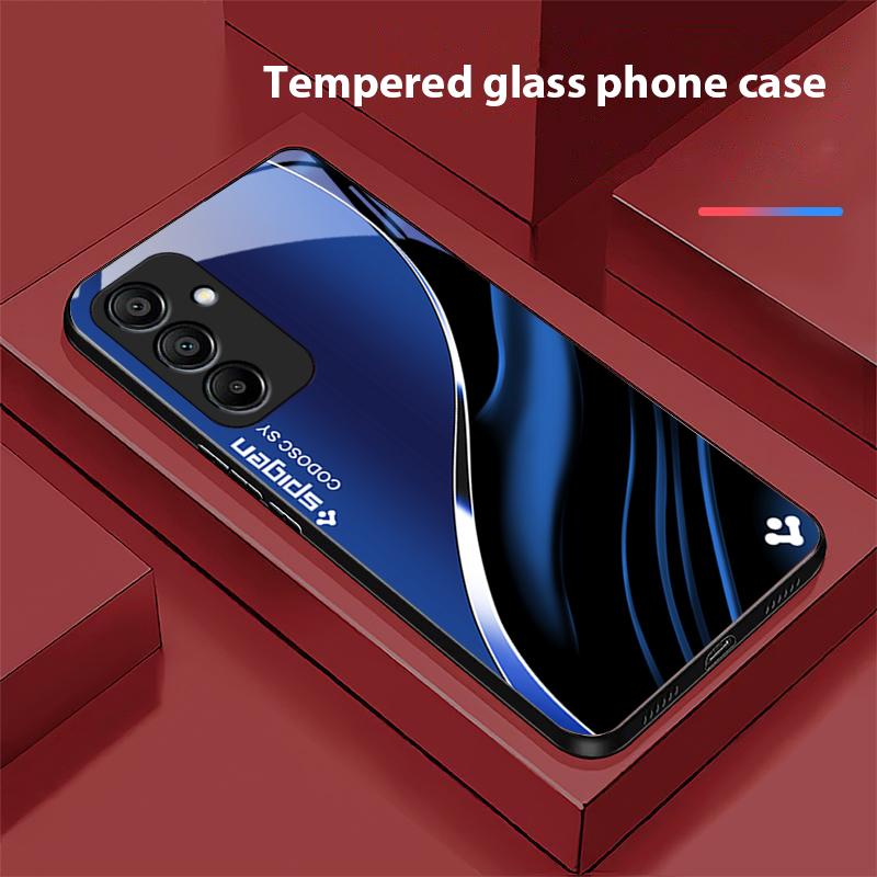 Tiefblaues Mode-Handycase aus gehärtetem Glas für Samsung Galaxy A15 5G 54 4G 51 50 24 35 90 71 12 51 53 52S 80 22 34 Schwarz