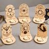 Eco Friendly Home Decor Wooden Tarot Card Holder Stand, of The Day Candle Tealight Holder, Moon Sturdy Farmhouse Sun Star Pattern Altar Display Stand
