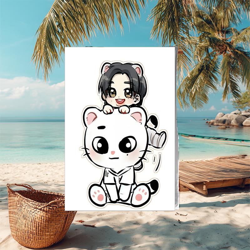 1pc Kpop Team8 Beach Towel, Comfortable and Thick, and Swimming/Bath/Picnic/Camping Towel, Suitable for Seaside Beaches