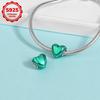 New 925 Silver Colorful Shine Heart Shaped Charms Beads Fit Snake Chain Bracelet Necklace Women DIY Fine Jewelry Gifts
