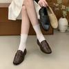 THEDOUDOU retro versatile small leather shoes women's British style 2025 Korean version student low-heeled fashion loafers