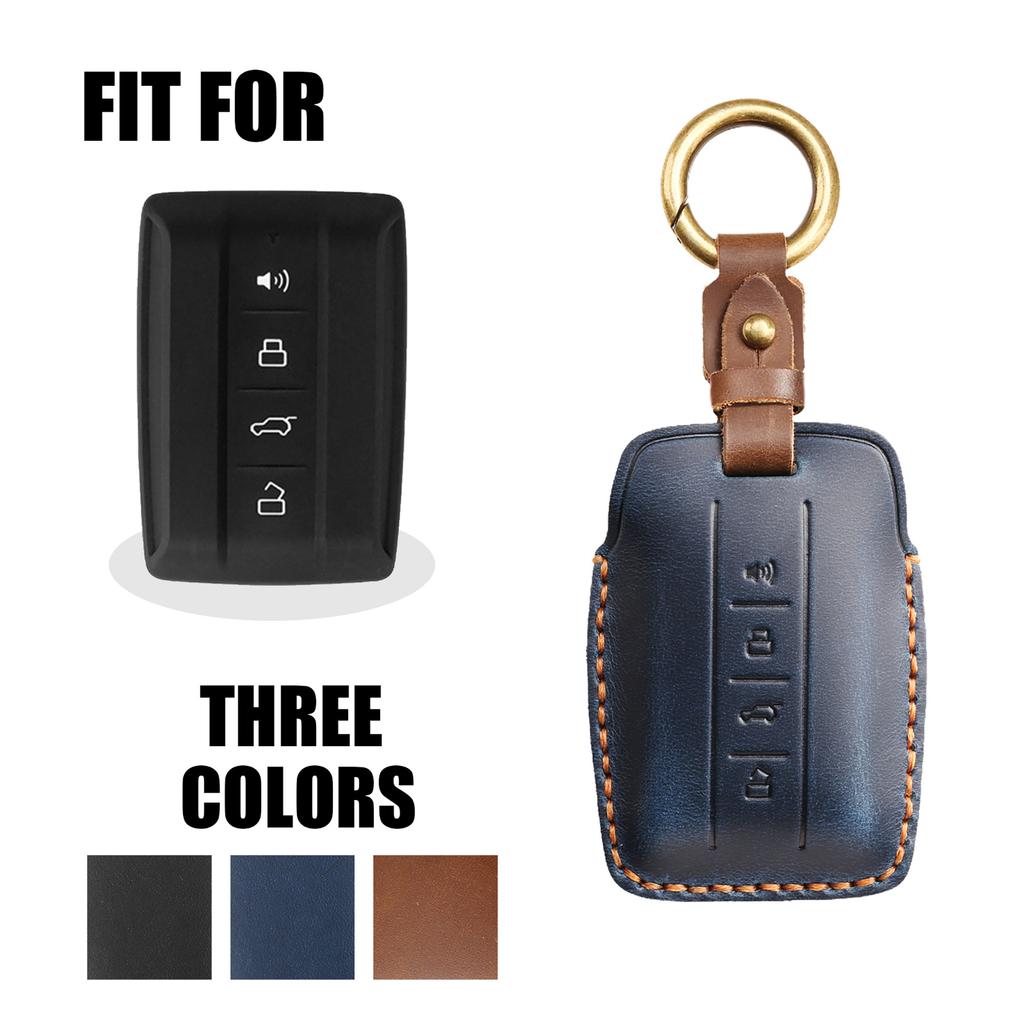 Crazy Horse Leather Car Key Case For Great Wall Gwm Wey Tank 300 500 Tank300 Tank500 Keyless High-Quality Car Accessories