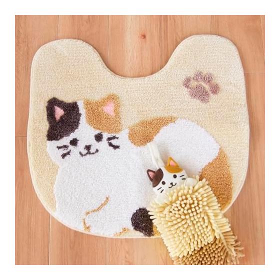 OKA Fundit Animal Mall Towel Cat Beige (Cute Cat Calico Towel)