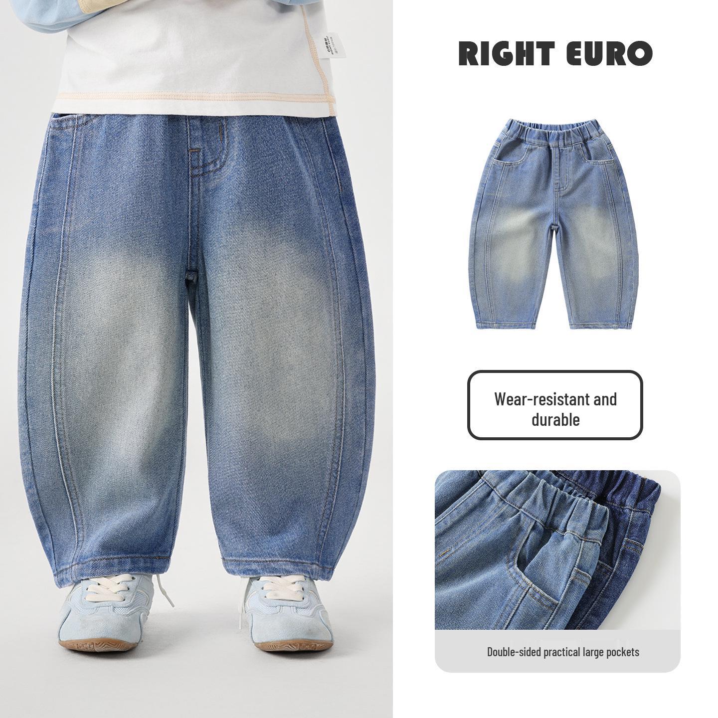 

2026 Spring Collection: Boys Crooked Knife Jeans - Versatile Long Pants for Kids & Toddlers, Suitable for Spring/Autumn 120 cm світло-синій колір